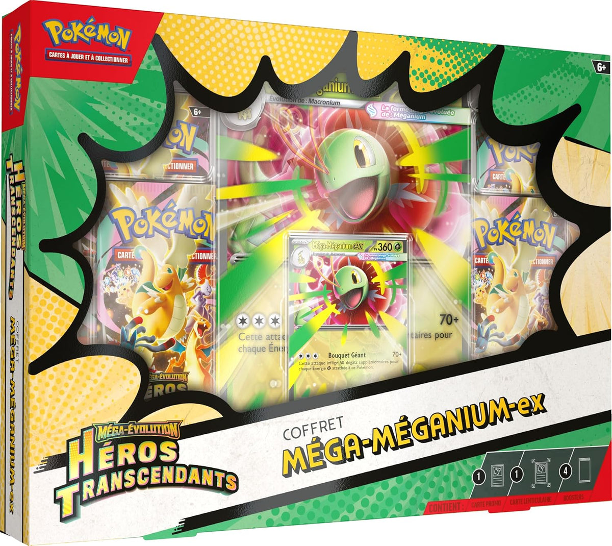 Pokémon : Coffret Méga-Évolution – Héros Transcendants – Méga-Méganium-ex ME2.5 [FR]