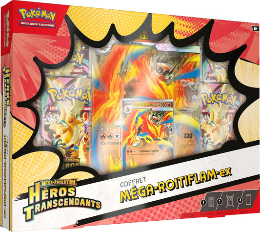 Pokémon : Coffret Méga-Évolution – Héros Transcendants – Méga-Roitiflam-ex ME2.5 [FR]